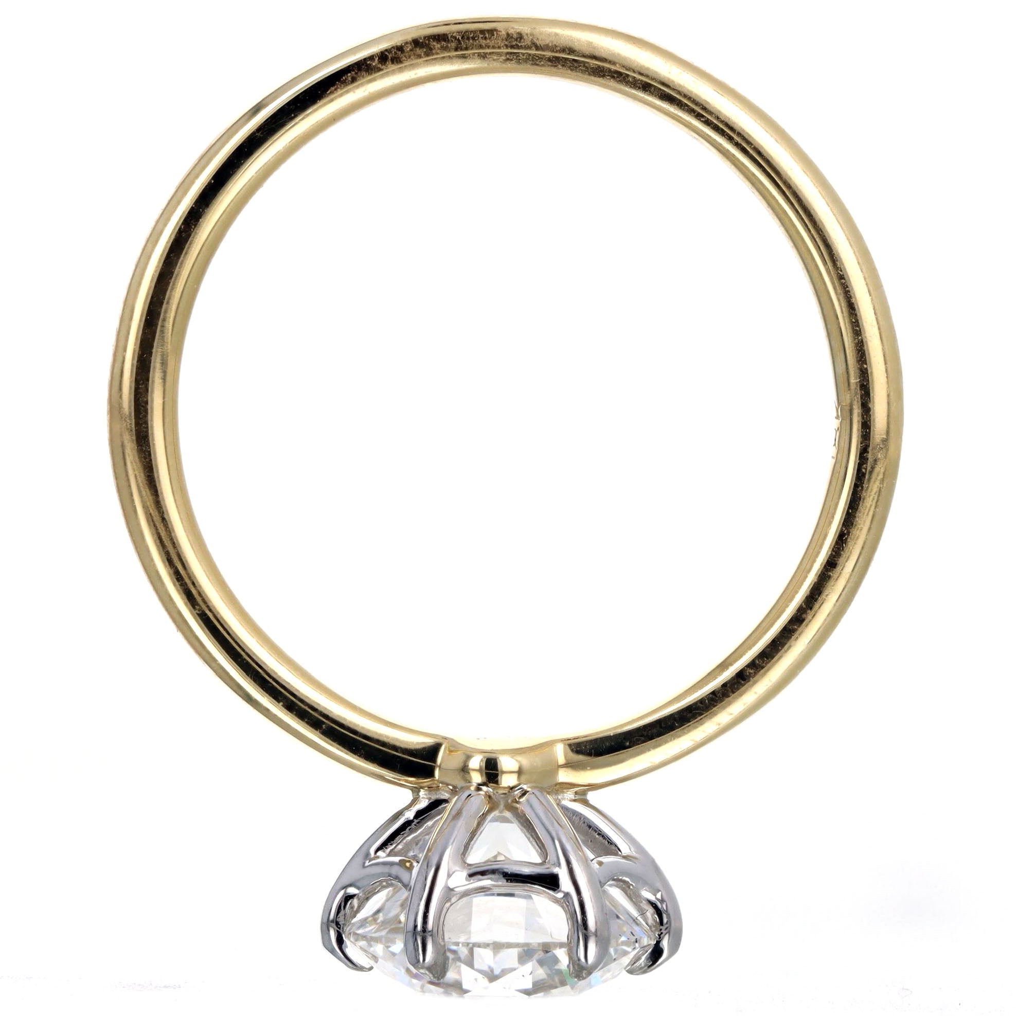 2.12 Carat Round Brilliant Diamond Solitaire Engagement Ring in 18K Yellow Gold & Platinum GIA Certified - Replica Handbags