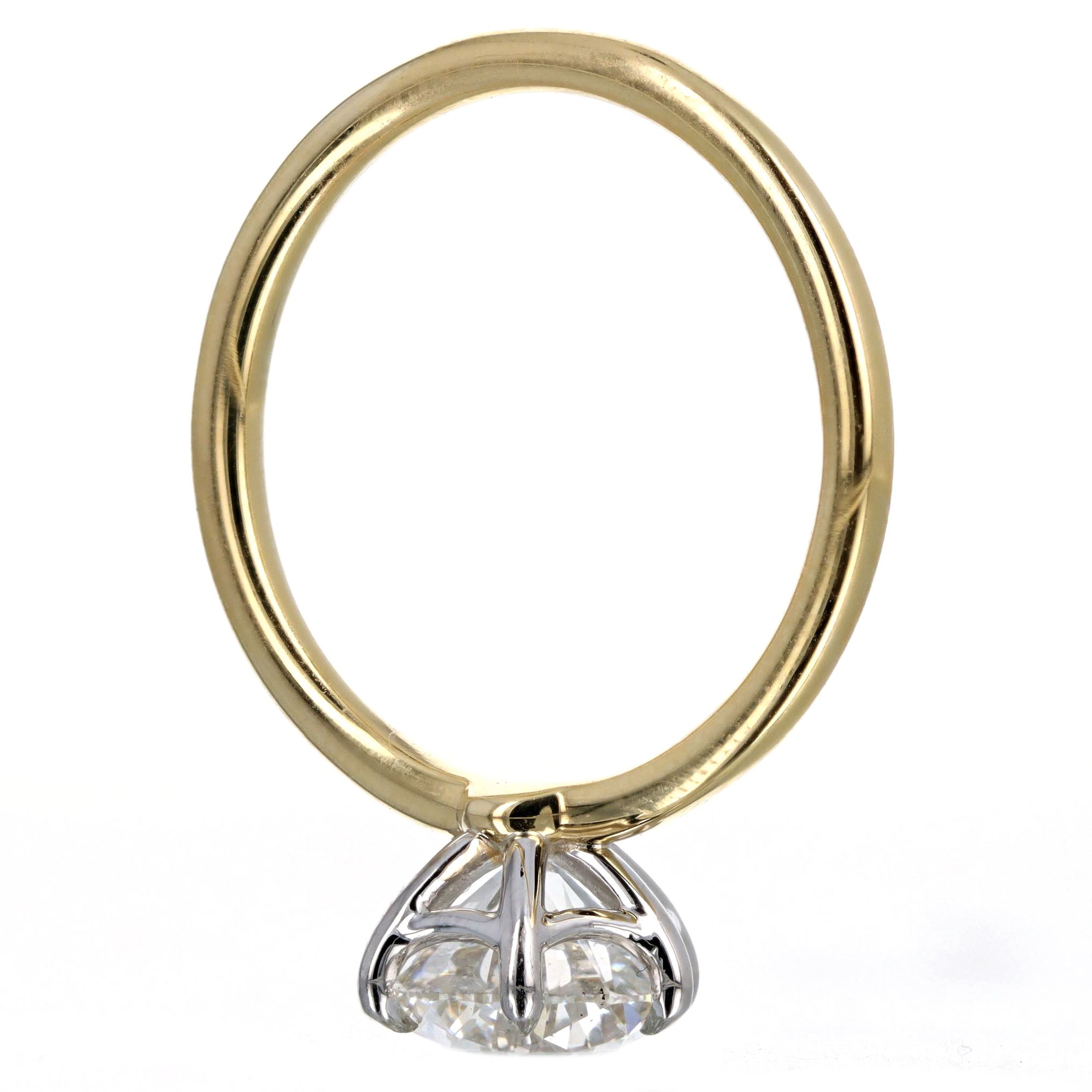 2.12 Carat Round Brilliant Diamond Solitaire Engagement Ring in 18K Yellow Gold & Platinum GIA Certified - Replica Handbags