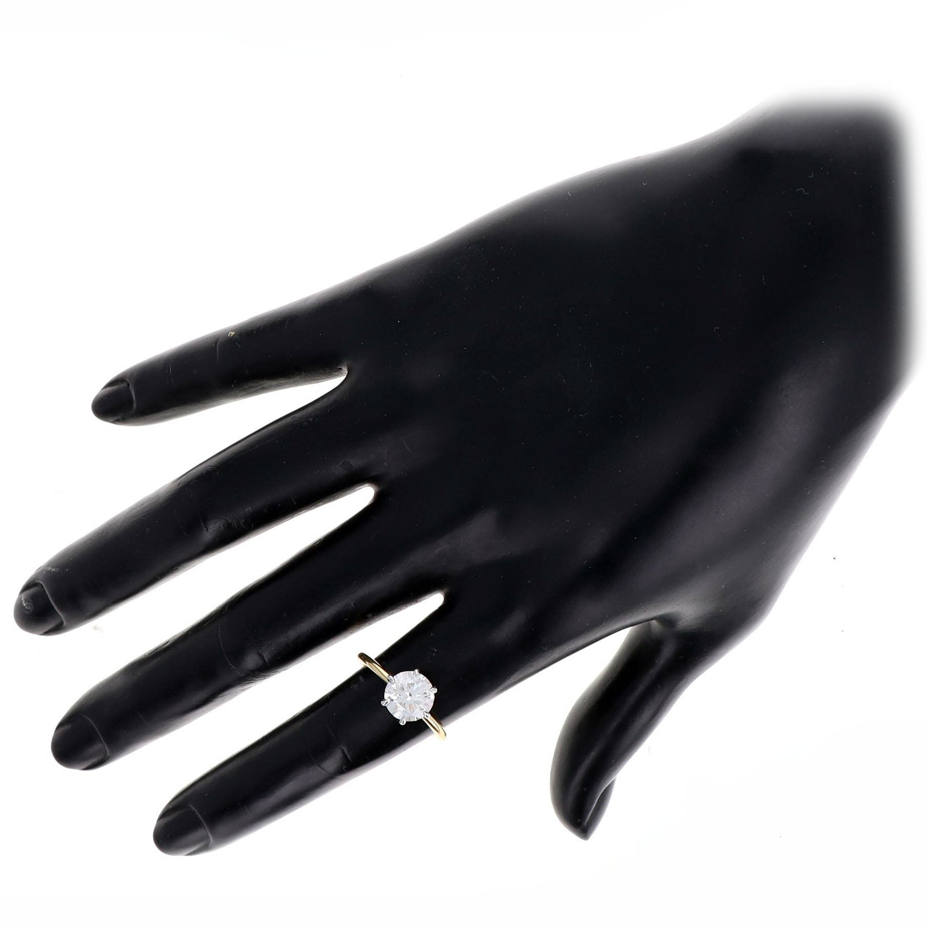 2.12 Carat Round Brilliant Diamond Solitaire Engagement Ring in 18K Yellow Gold & Platinum GIA Certified - Replica Handbags