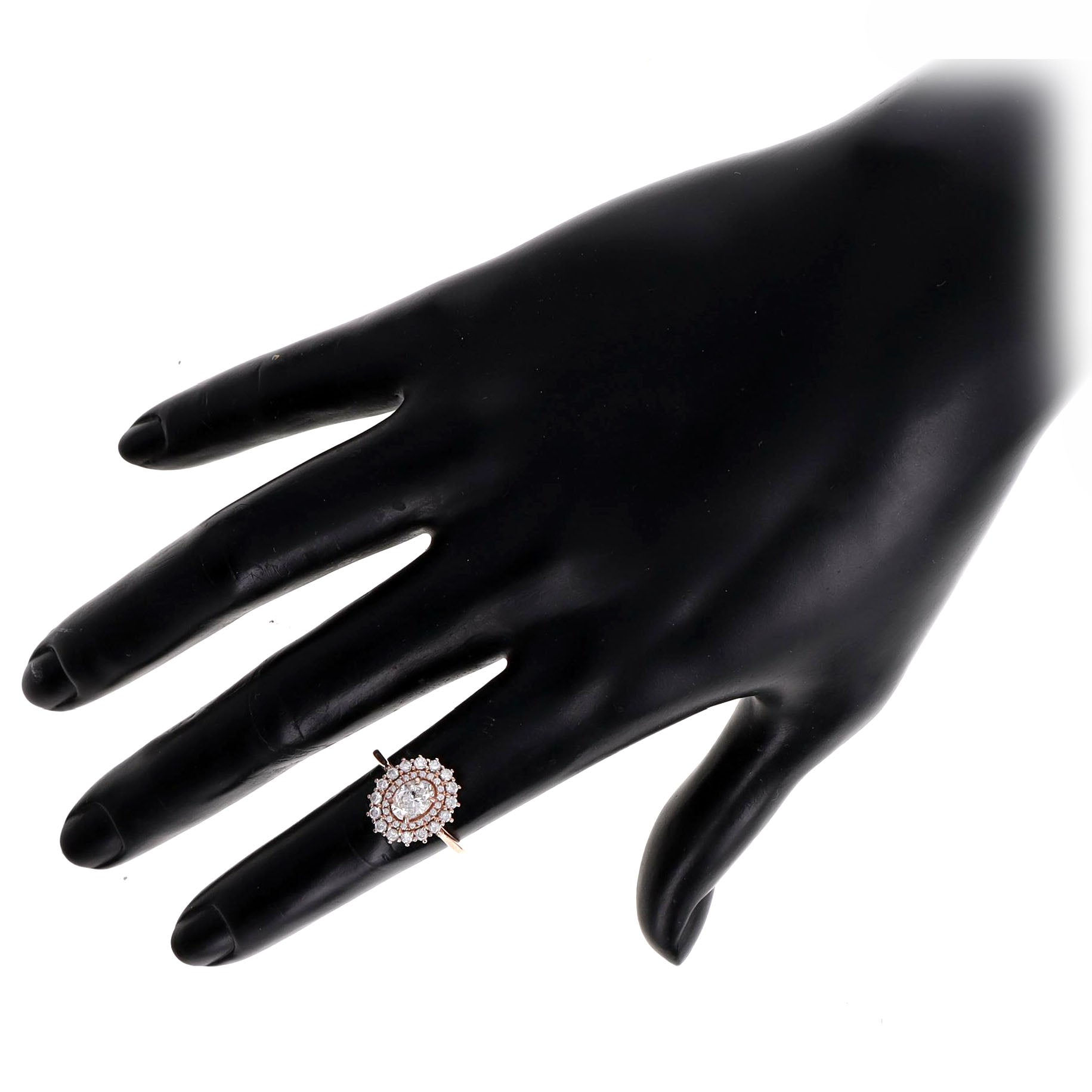 0.70 Carat Oval Diamond Double Halo Engagement Ring in 14K Rose Gold -  Replica Handbags 