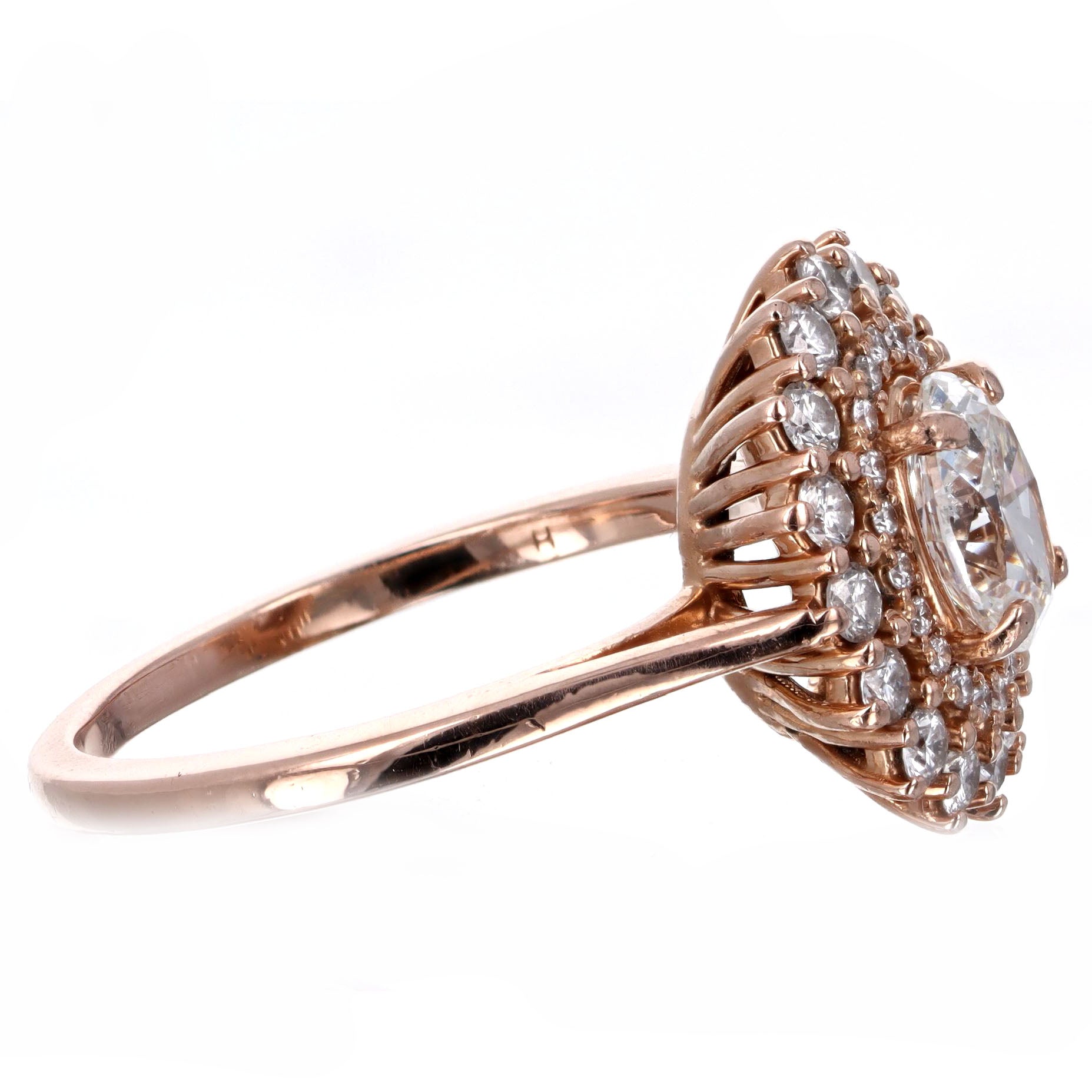 0.70 Carat Oval Diamond Double Halo Engagement Ring in 14K Rose Gold - Replica Handbags