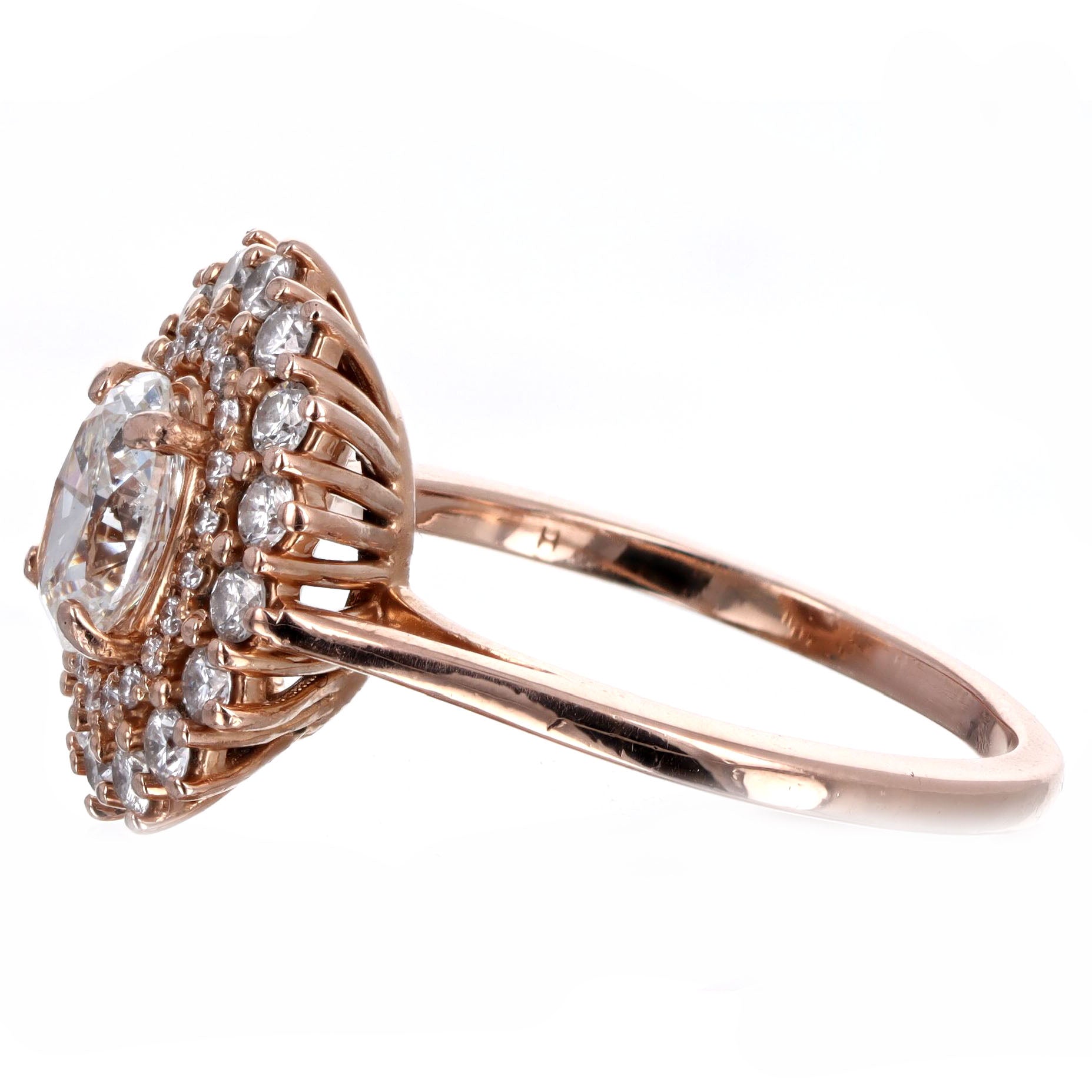 0.70 Carat Oval Diamond Double Halo Engagement Ring in 14K Rose Gold - Replica Handbags