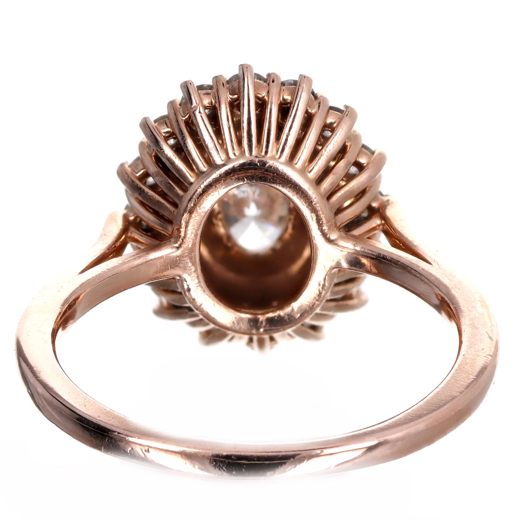 0.70 Carat Oval Diamond Double Halo Engagement Ring in 14K Rose Gold - Replica Handbags