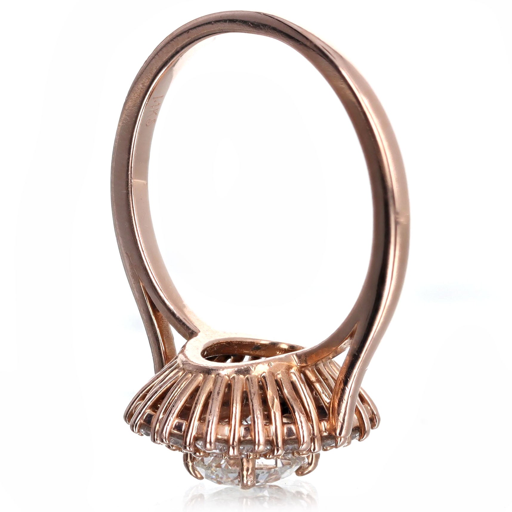 0.70 Carat Oval Diamond Double Halo Engagement Ring in 14K Rose Gold - Replica Handbags