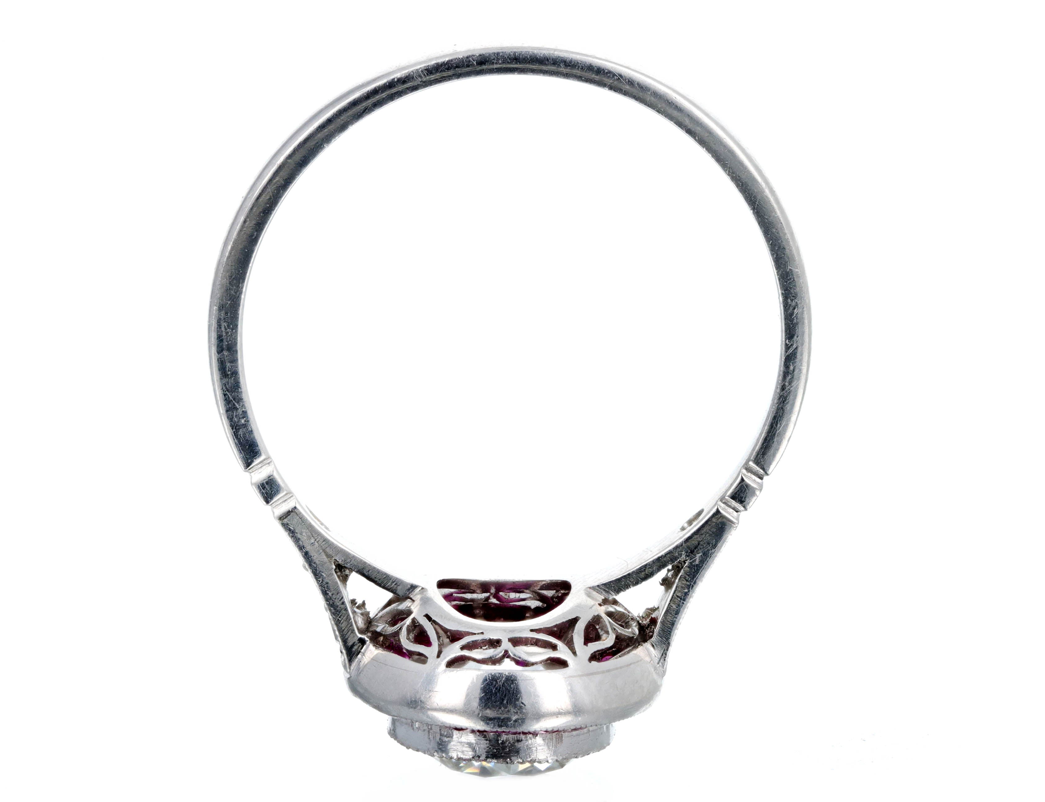 Art Deco Inspired Platinum 1.29 Carat Old European Cut Diamond Ruby Halo Engagement Ring GIA Certified -  Replica Handbags 