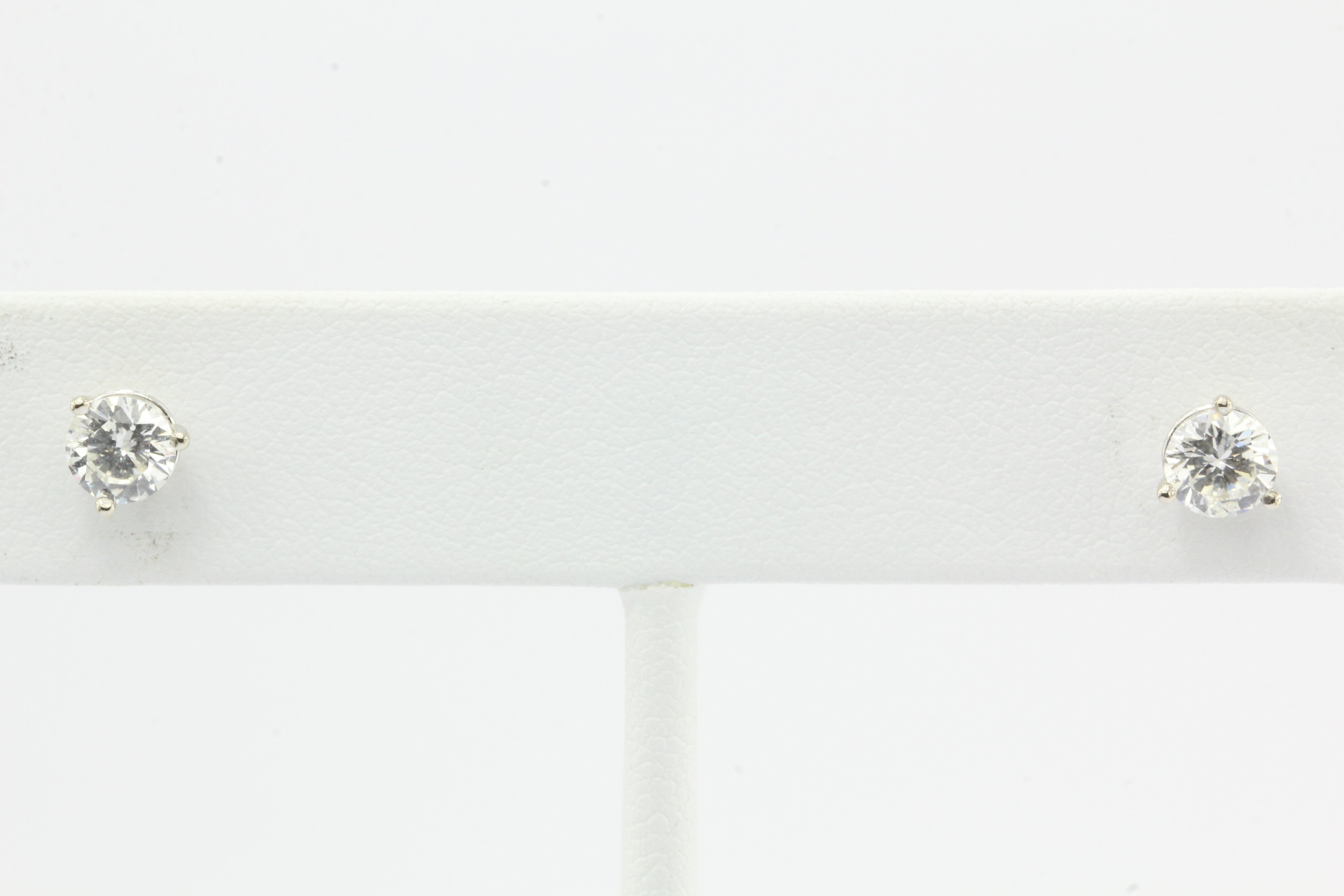 1 CTW Diamond 14K White Gold Earring Studs 1 -  Replica Handbags 