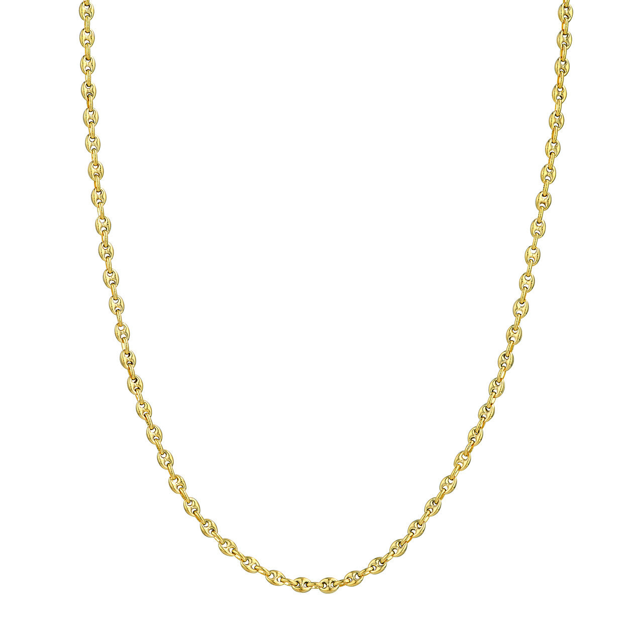 14K Yellow Gold 3.70mm Puffed Mariner Link Chain Necklace - Replica Handbags