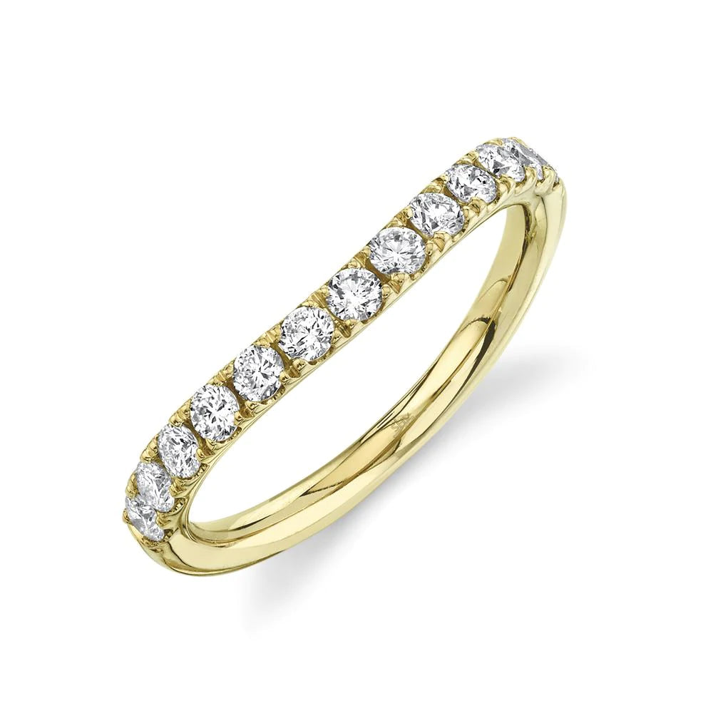 14K Gold 0.59 Carat Round Diamond Curved Wedding Band -  Replica Handbags 