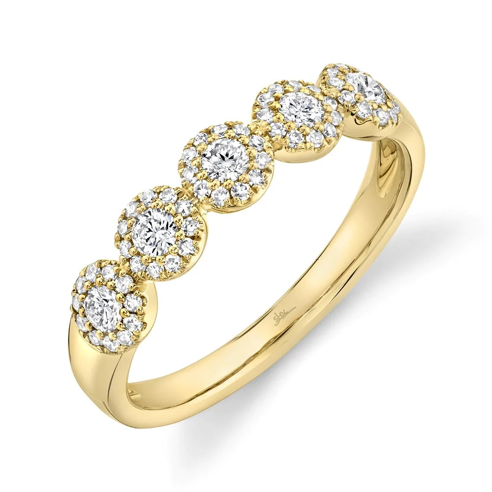 14K Gold 0.40 Carat Total Weight Round Diamond Halo Wedding Band - Replica Handbags