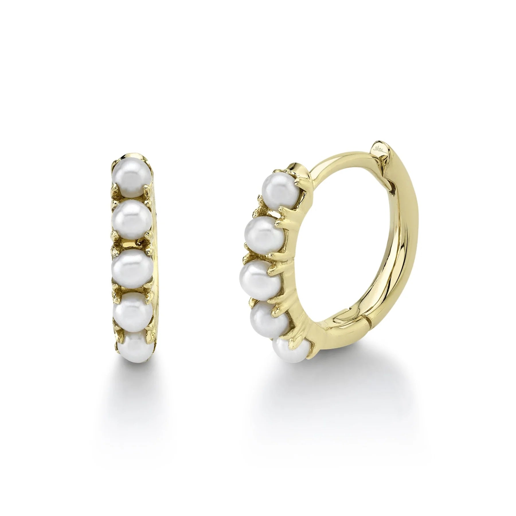14K Gold Cultured Pearl Mini Huggie Earrings -  Replica Handbags 