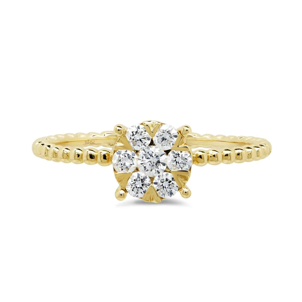 0.35 Carat Total Weight Diamond Cluster Ring in 14K White or Yellow Gold -  Replica Handbags 