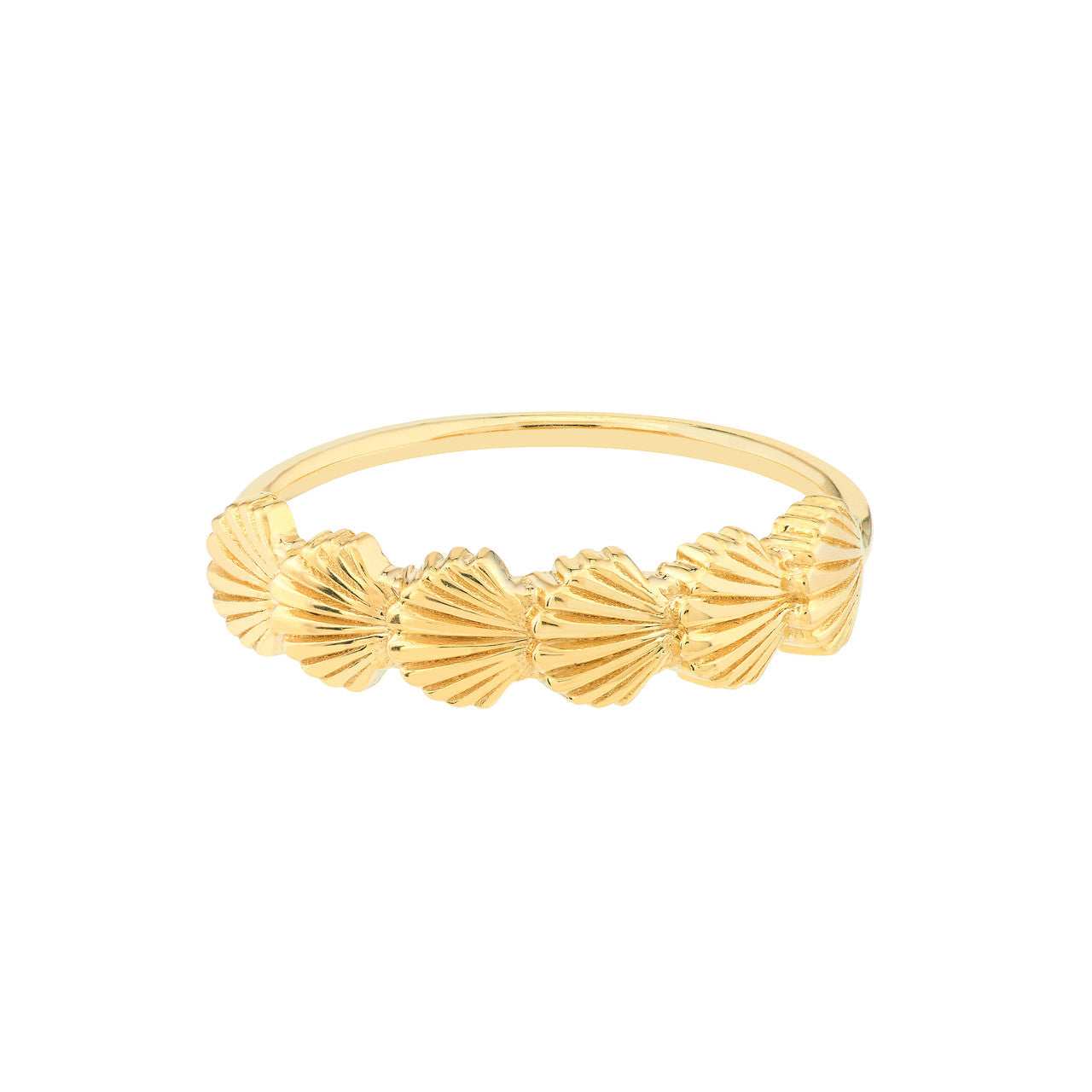 14K Yellow Gold Scallop Seashell Ring - Replica Handbags