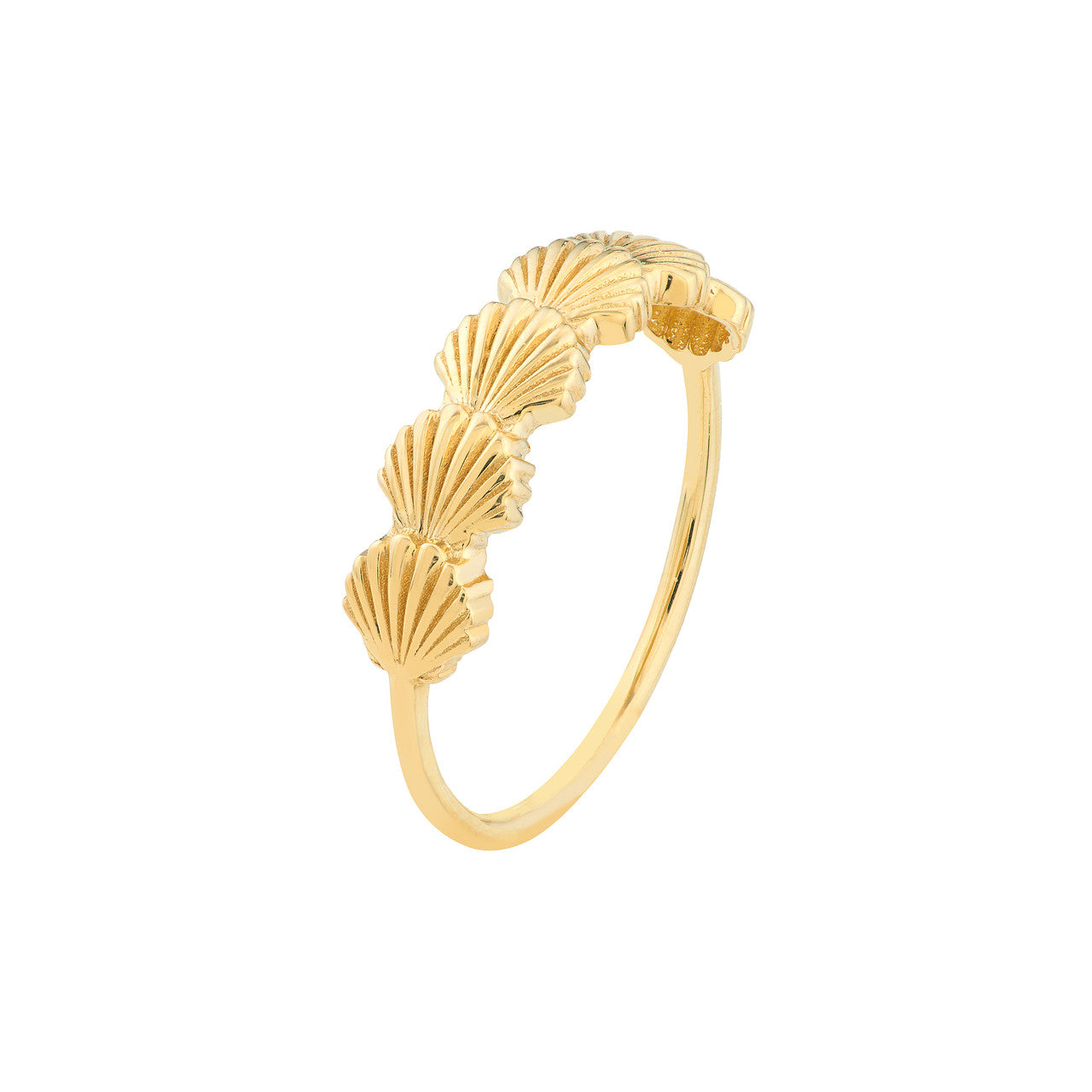 14K Yellow Gold Scallop Seashell Ring - Replica Handbags