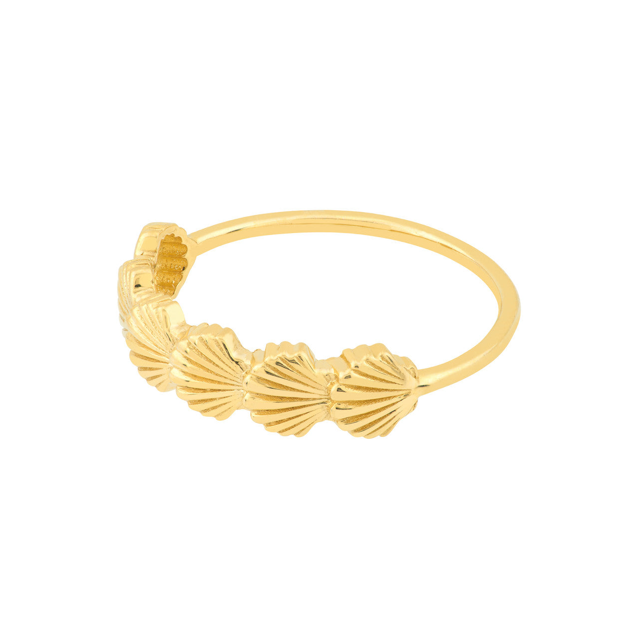 14K Yellow Gold Scallop Seashell Ring - Replica Handbags
