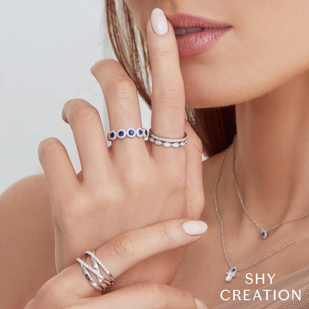 14K Gold 0.13 Carat Total Weight Diamond Scallop Wedding Band - Replica Handbags