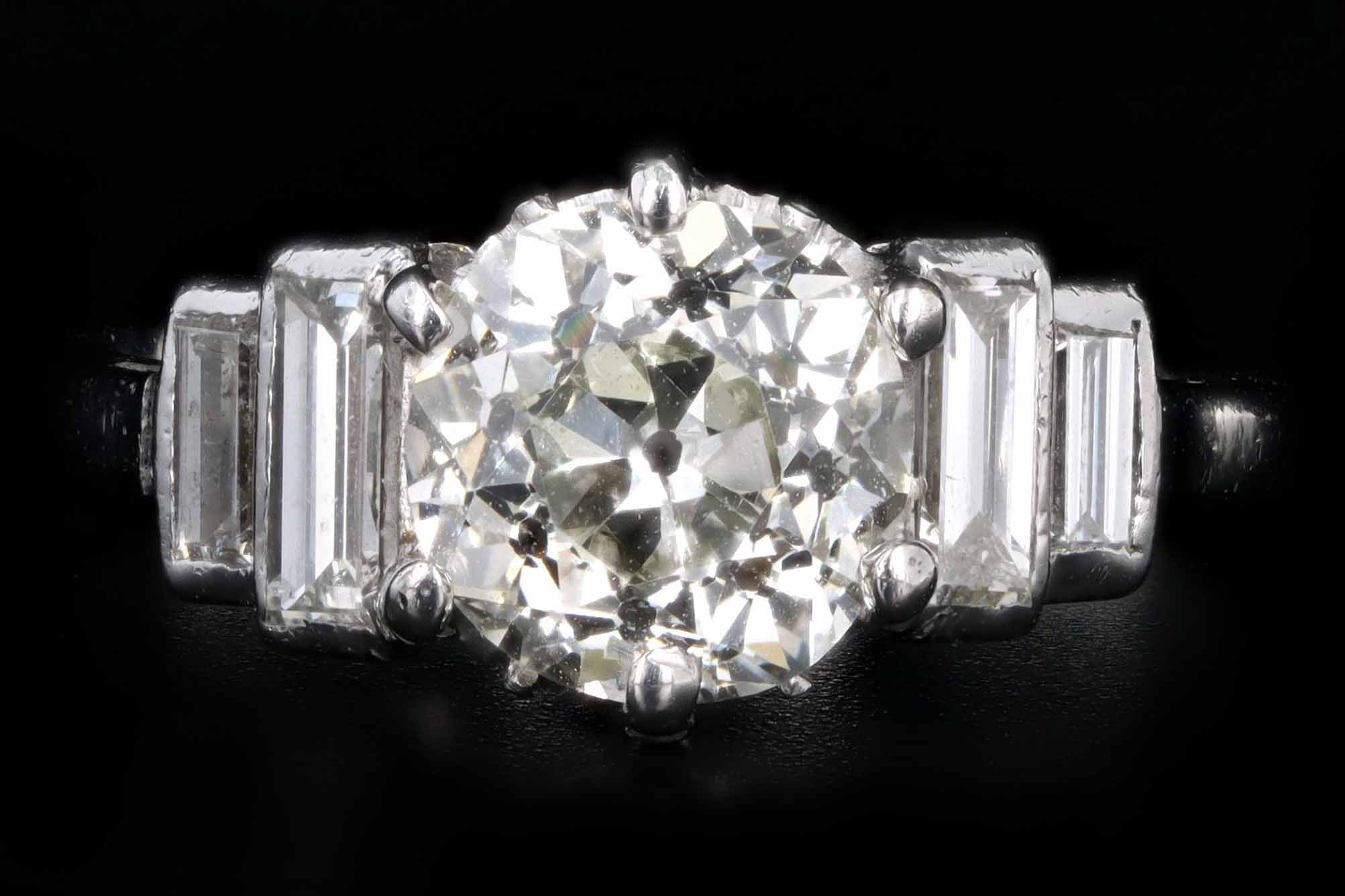 Art Deco Platinum 1.65 Carat Old European Cut Diamond Engagement Ring IGI Certified -  Replica Handbags 