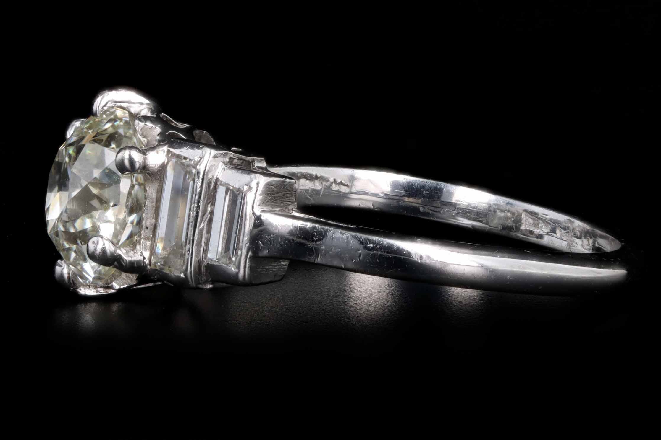 Art Deco Platinum 1.65 Carat Old European Cut Diamond Engagement Ring IGI Certified - Replica Handbags