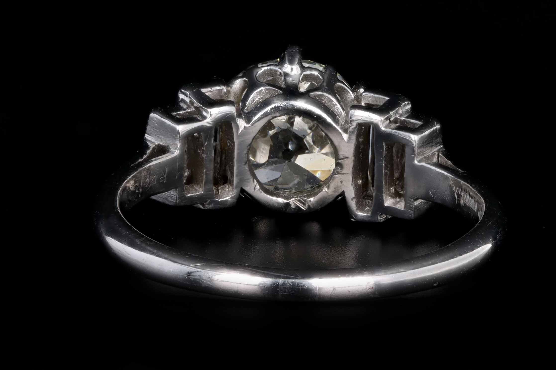 Art Deco Platinum 1.65 Carat Old European Cut Diamond Engagement Ring IGI Certified - Replica Handbags