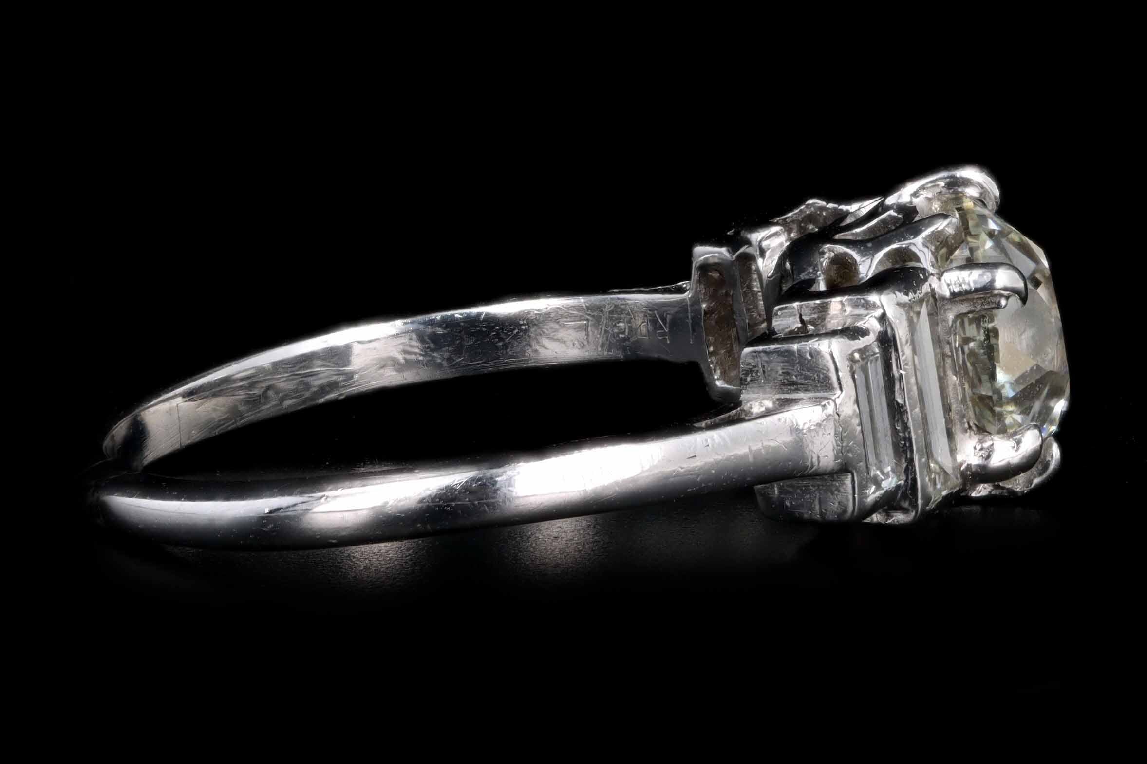 Art Deco Platinum 1.65 Carat Old European Cut Diamond Engagement Ring IGI Certified - Replica Handbags