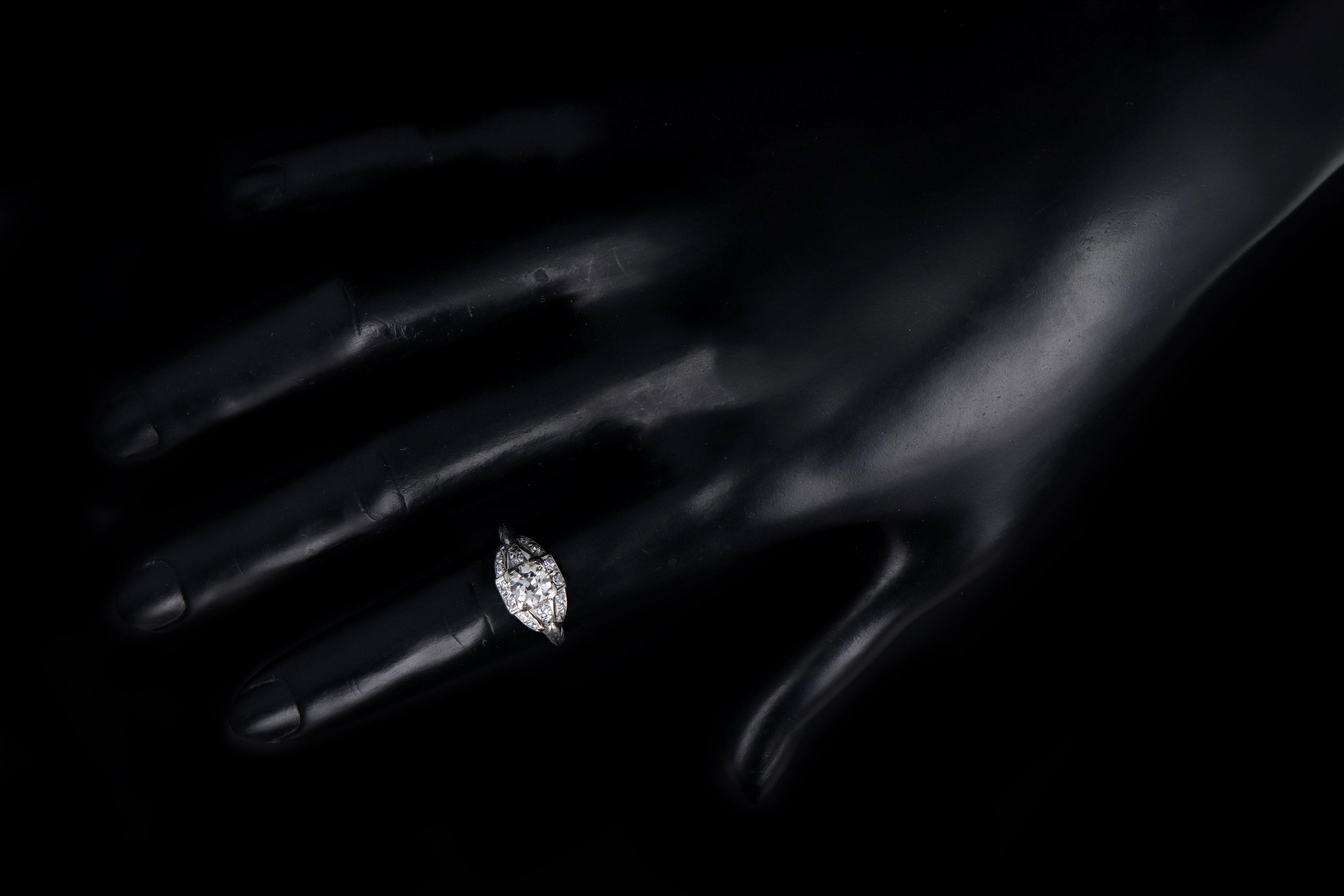 Art Deco Platinum .63 Carat Old European Cut Diamond Engagement Ring - Replica Handbags