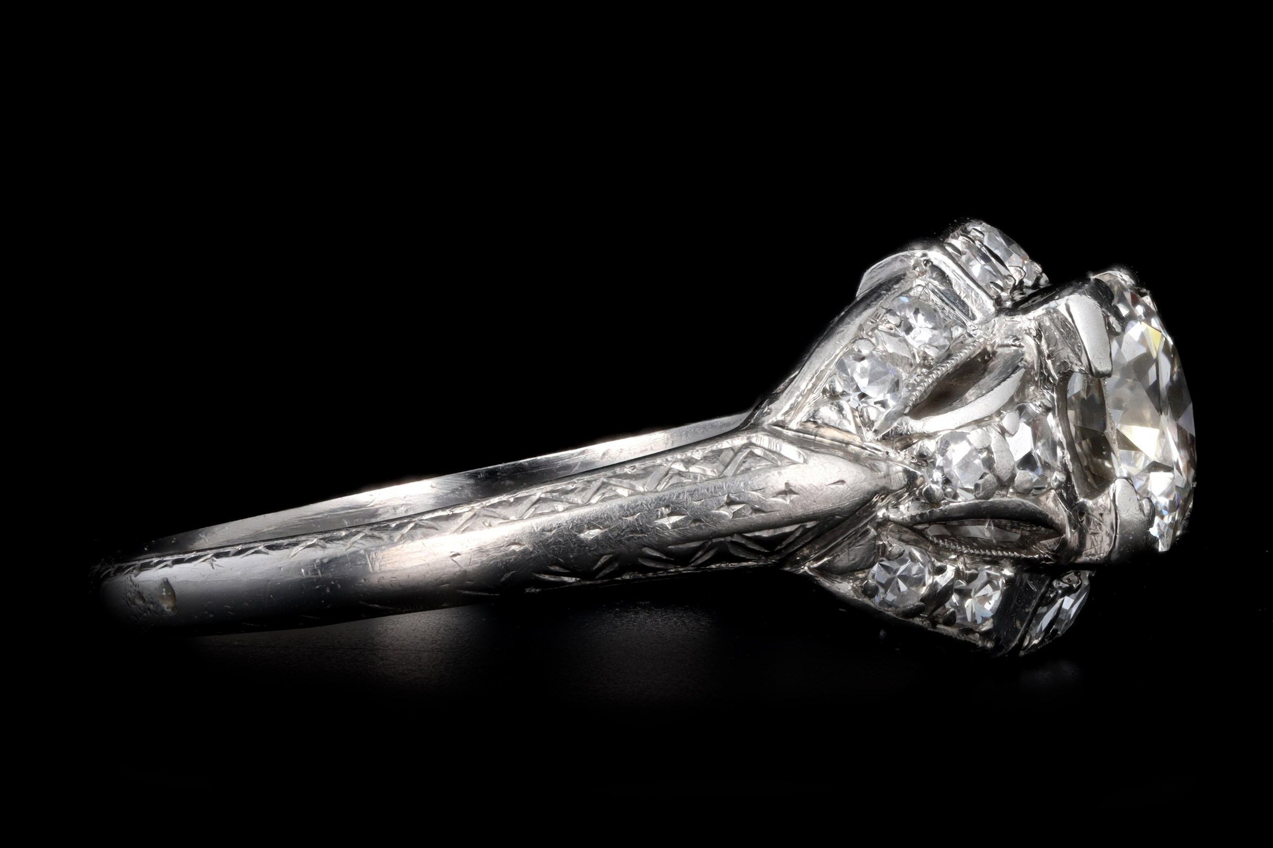 Art Deco Platinum .63 Carat Old European Cut Diamond Engagement Ring - Replica Handbags