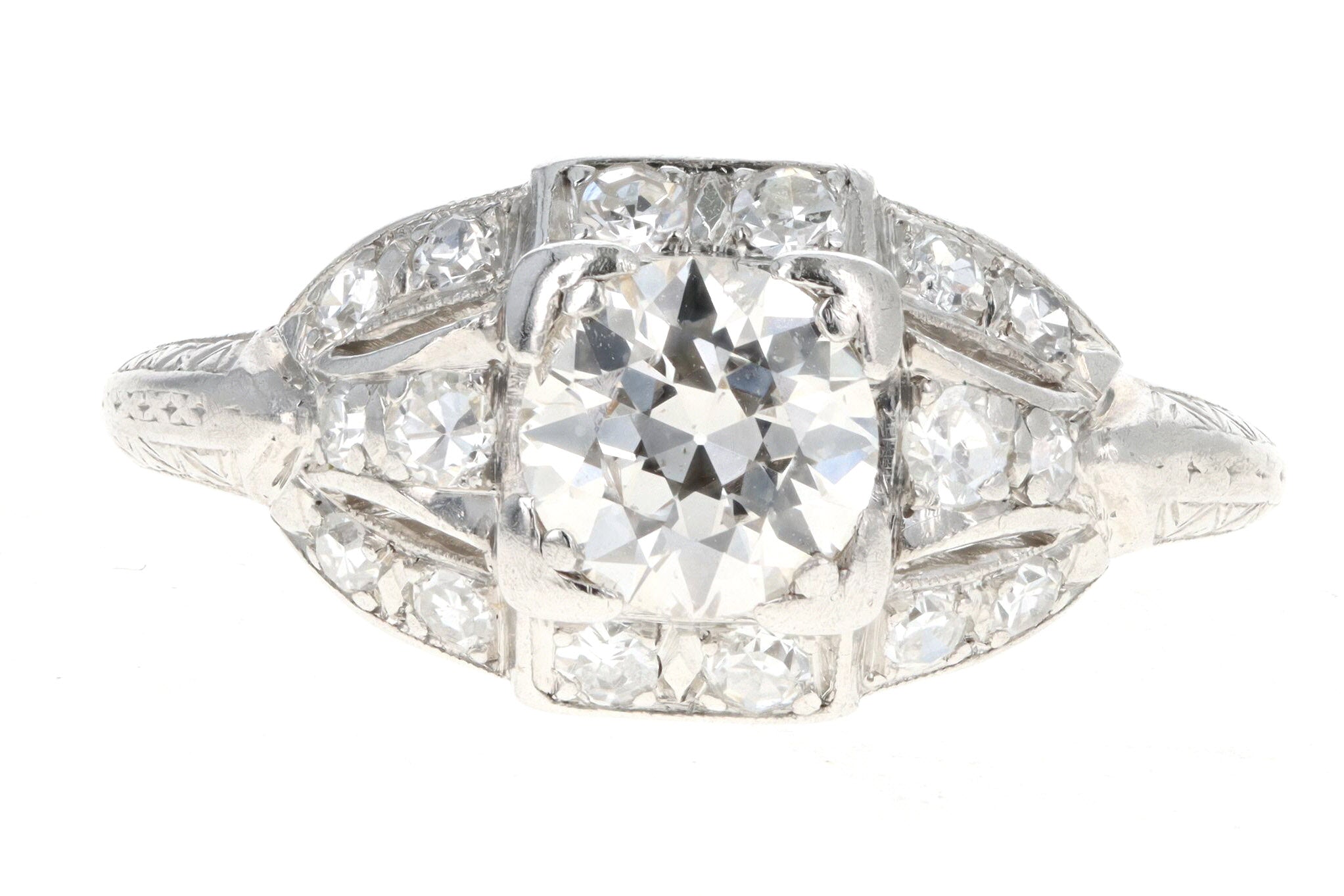 Art Deco Platinum .63 Carat Old European Cut Diamond Engagement Ring - Replica Handbags