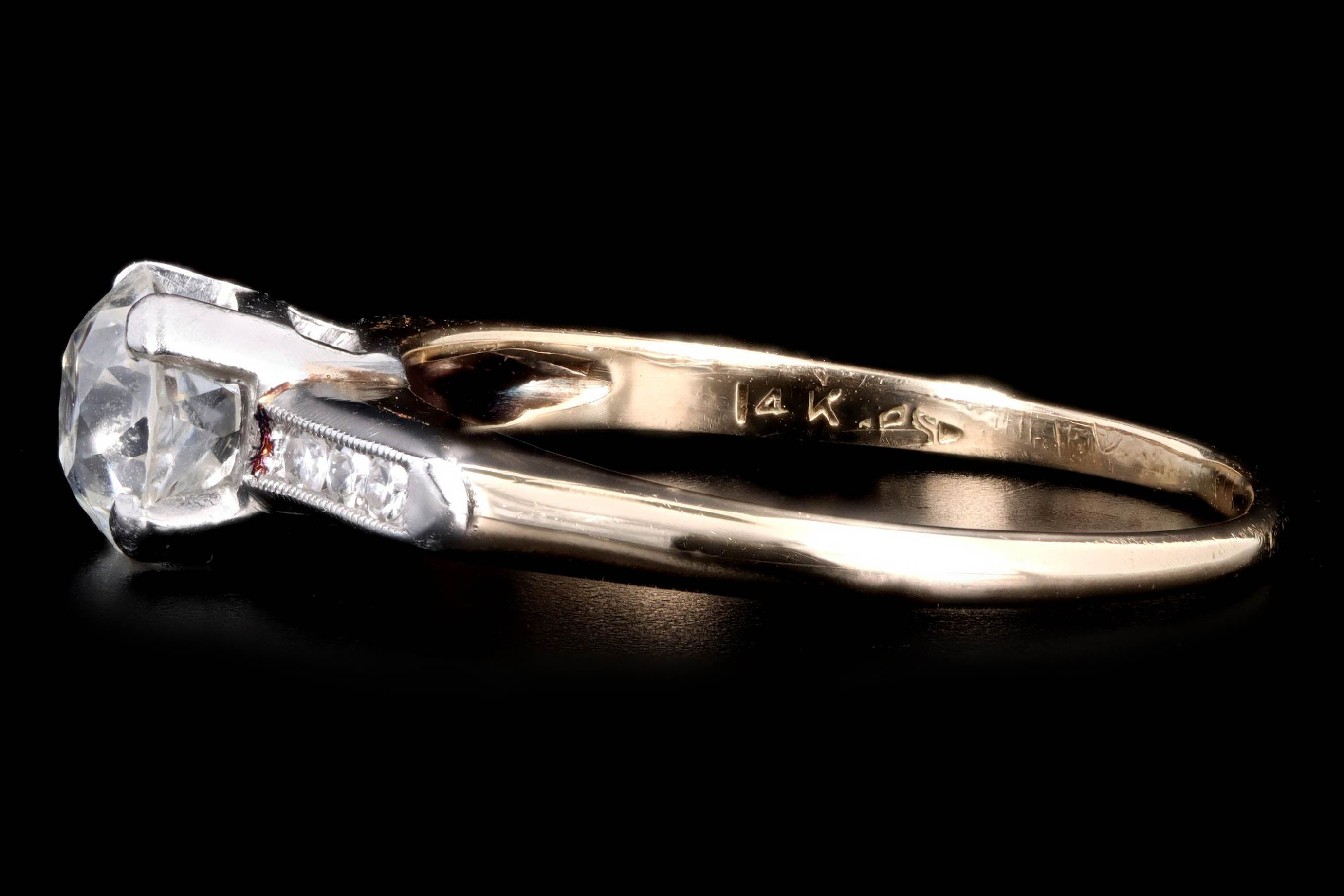 Art Deco 14K Yellow Gold .70 Carat Old European Cut Diamond Engagement Ring -  Replica Handbags 