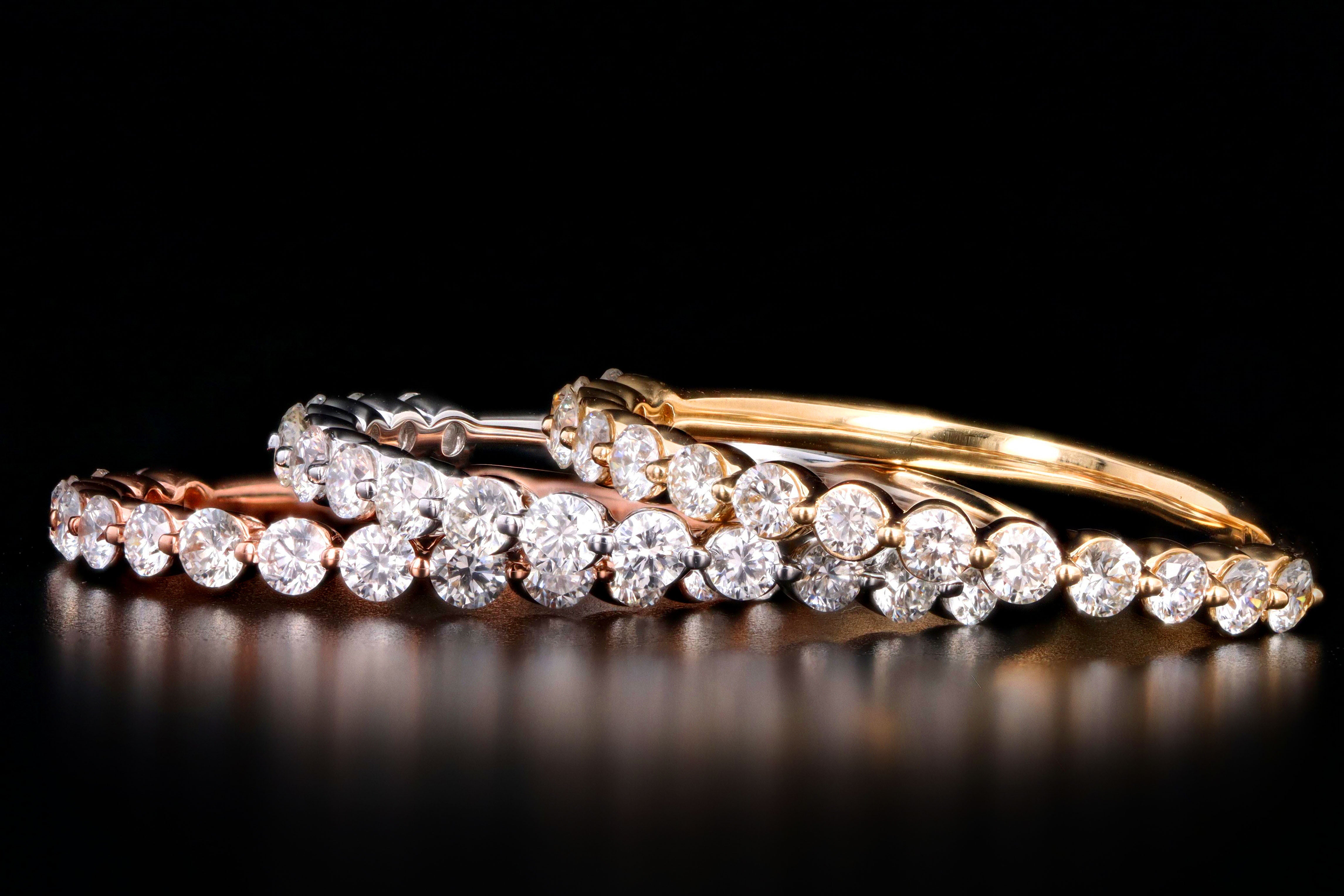 14K Gold or Platinum 0.50 Carat Round Brilliant Diamond Half Eternity Band - Replica Handbags