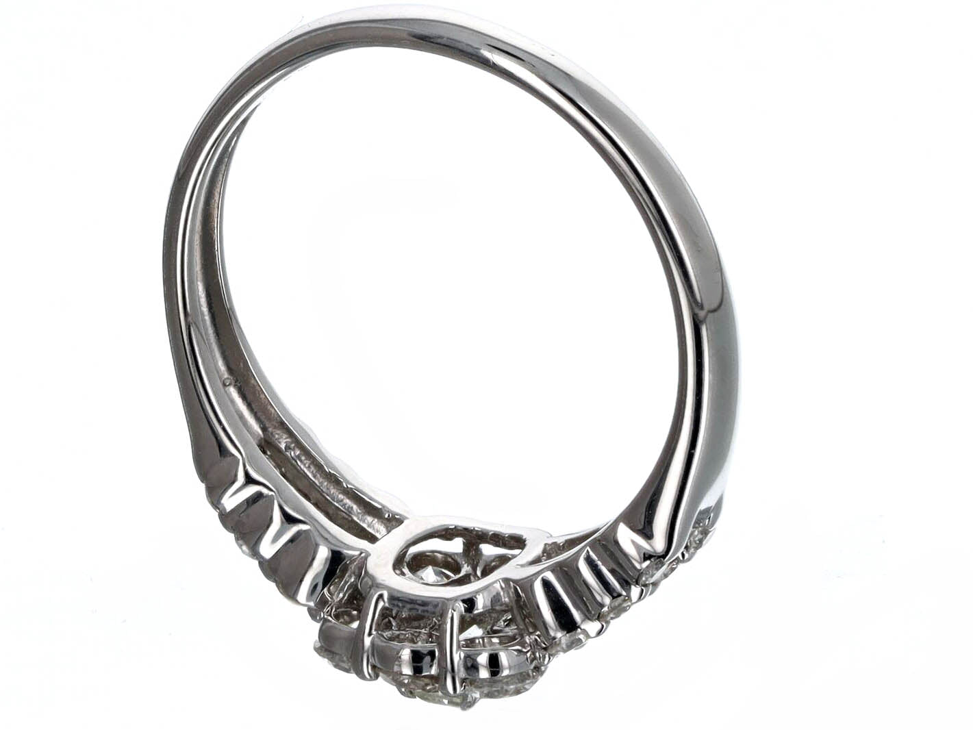 0.17 Carat Emerald Cut Diamond Halo Engagement Ring in Platinum - Replica Handbags